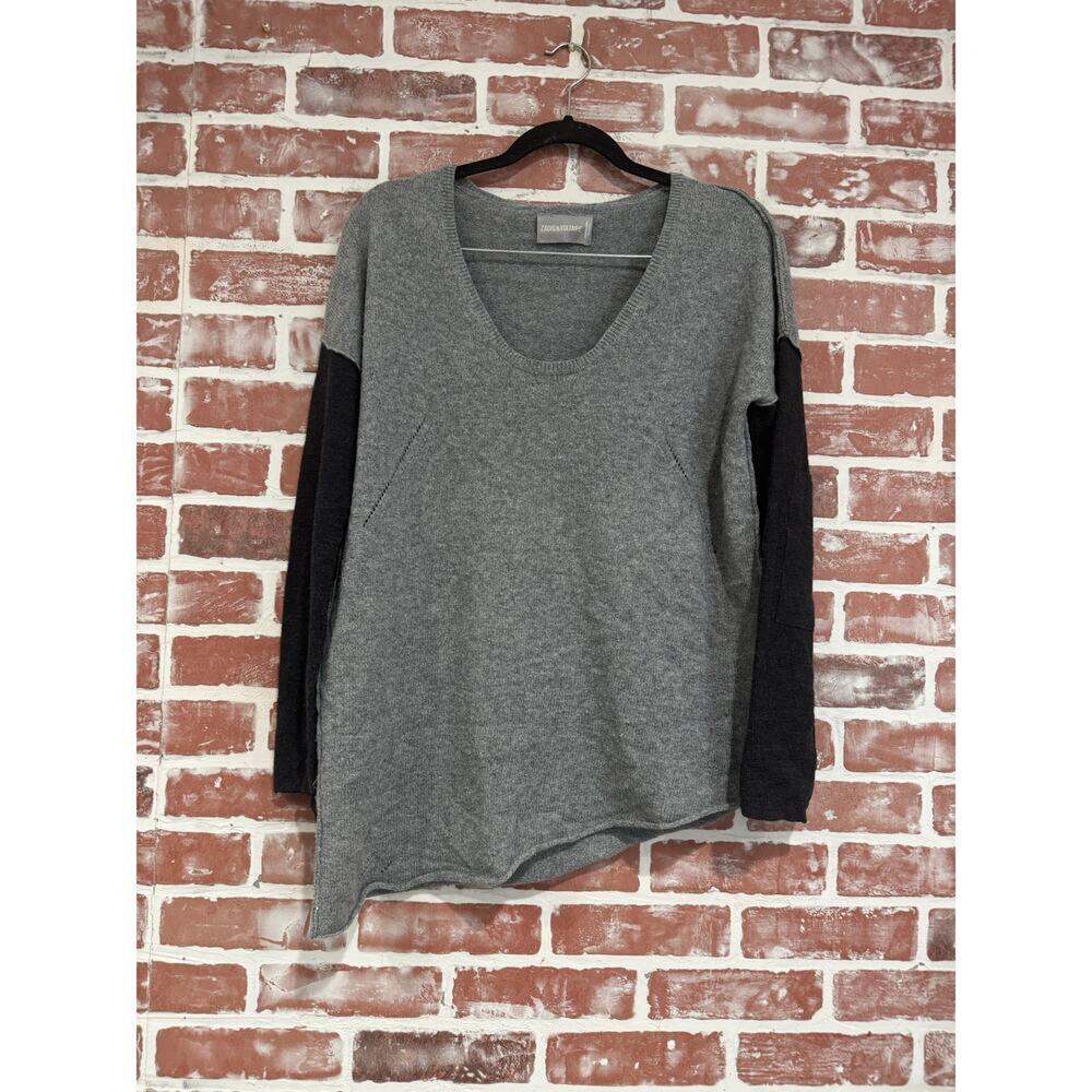 Zadig & Voltaire Colorblock Wool Knit Asymmetrical Sweater Size Small